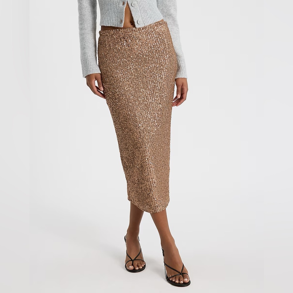 Express High Waisted Sequin Midi Pencil Skirt